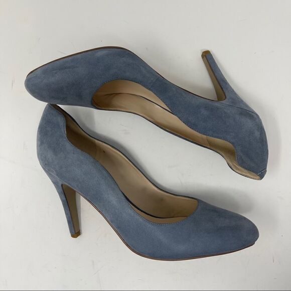 Nine West Smolder Blue Suede Pumps Shoes Women's Size 8M Round Toe - Picture 5 of 10